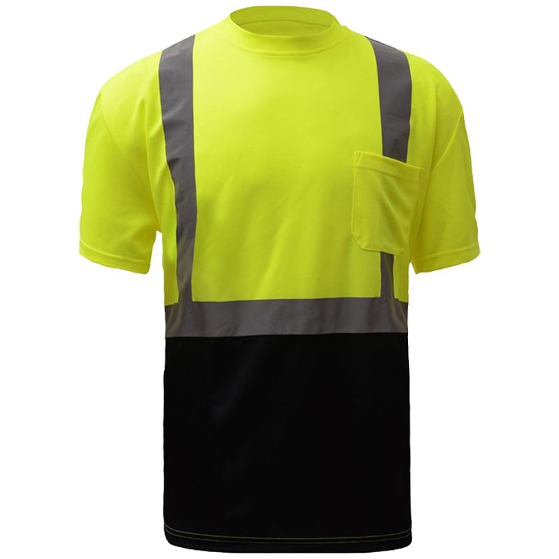 Class 2 Black Bottom Short Sleeve T-Shirt, Hi-Vis Yellow, 2-XL Tall
