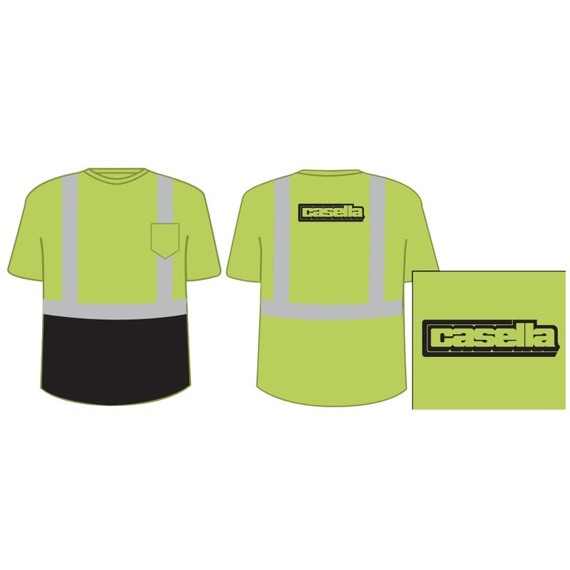 XL CLS 2 HI-VIS YELLOW TALL S/S T-SHIRTW/ BLACK BOTTOM W/ CASELLA LOGO 1C 1L