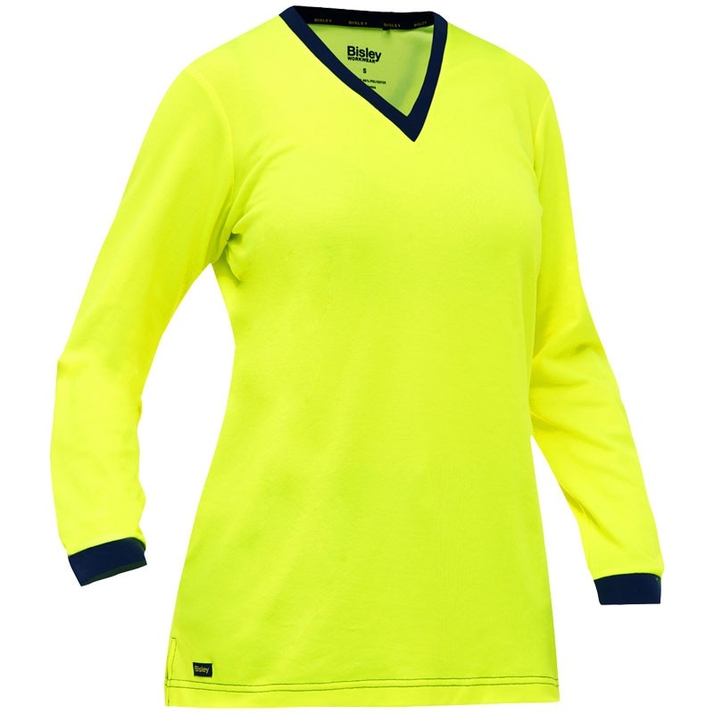 Bisley® Womens Non-ANSI Long Sleeve T-Shirt, Hi-Vis Yellow, X-Large