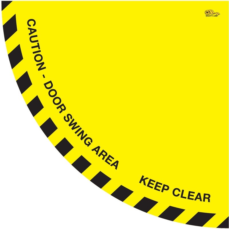 Mighty Line® Floor Sign, Caution Door Swing Area, Yellow, 36"