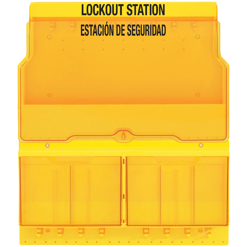 Bilingual Eng/Spa Deluxe Lockout Station w/ Lockable Cover - Unfilled