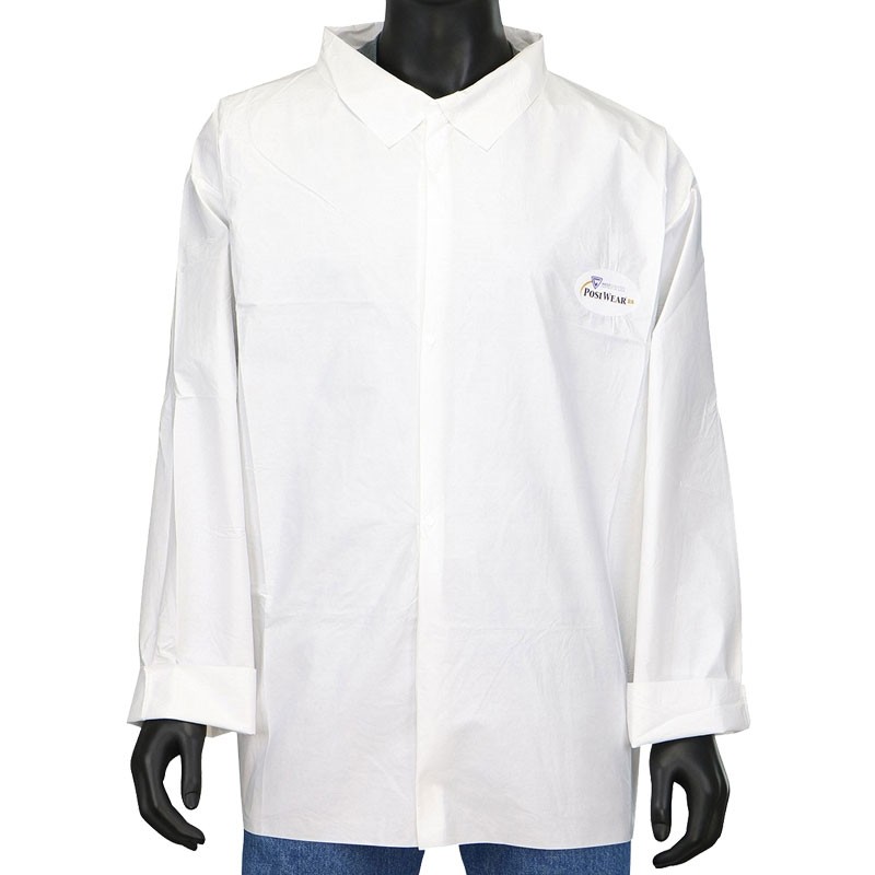 White Microporous Shirt, Snap Closure, Open Cuffs, Large