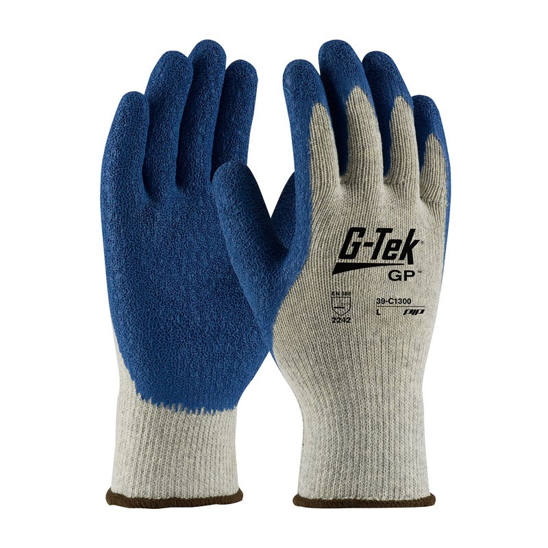 C1300-L Large Gray Poly/CTN String Knit Gloves Rubber CTD