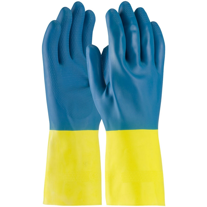 12" 28 Mil. Neoprene Over Latex Chemical Glove, Honeycomb Grip, Flock Lined, X-Large