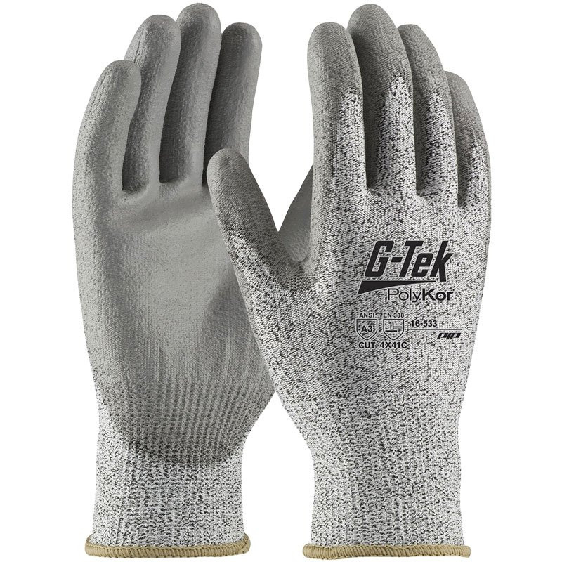 13ga HPPE Cut-Resistant Glove, PU Coated Palm, 2-XL