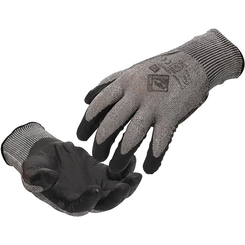 Gray RhinoYarn™ Cut-Resistant Glove, Black Nitrile Foam Grip, 4-XL