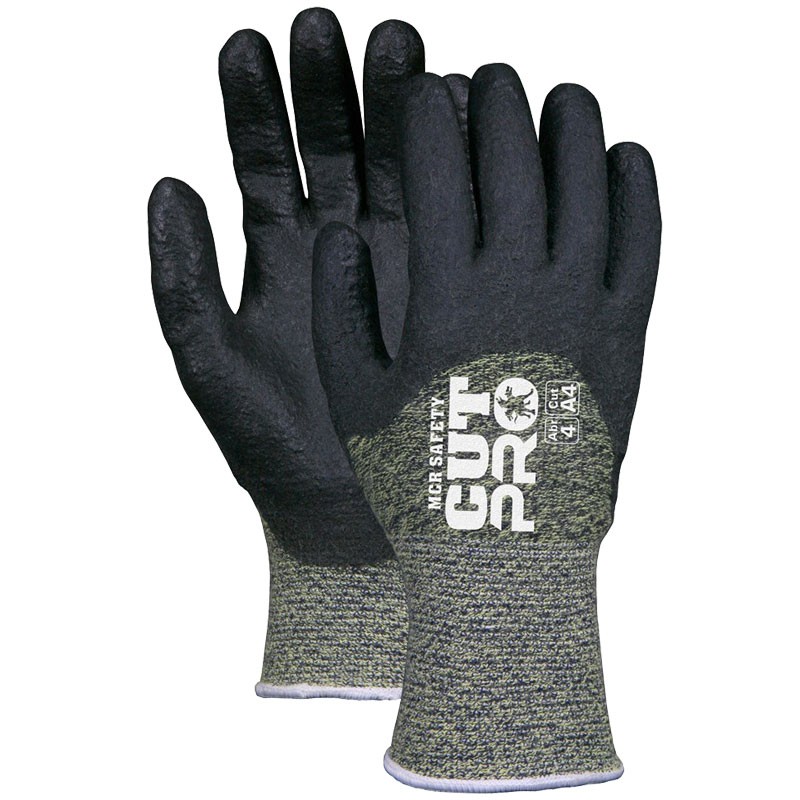 KS-4 Kevlar/Steel Cut-Resistant Glove, 3/4 Coverage Black PVC Coat, Medium