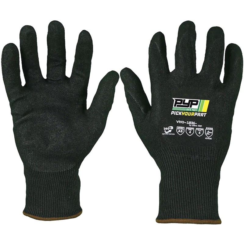 Pick-Your-Part 18 Gauge Basalt Glove, Nitrile Foam Grip, Small