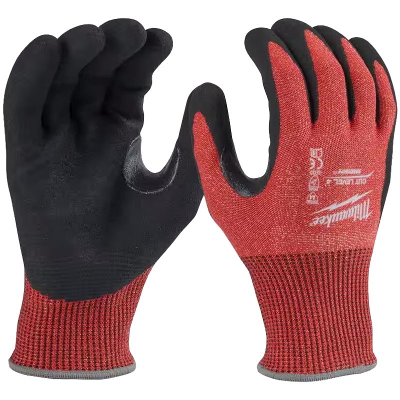 15ga Nylone Nitrile Coated Glove, Cut Resistant, Knite Wrist, Red, Medium