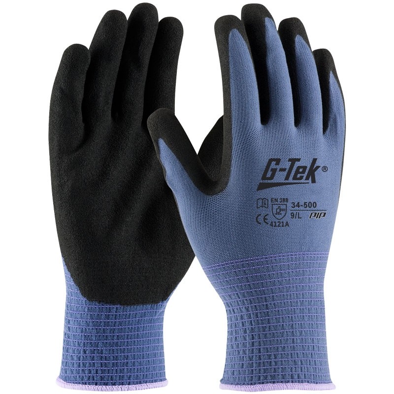 Blue Nylon Glove, Nitrile Coated MicroSurface Grip, Vend-Ready, 2-XL