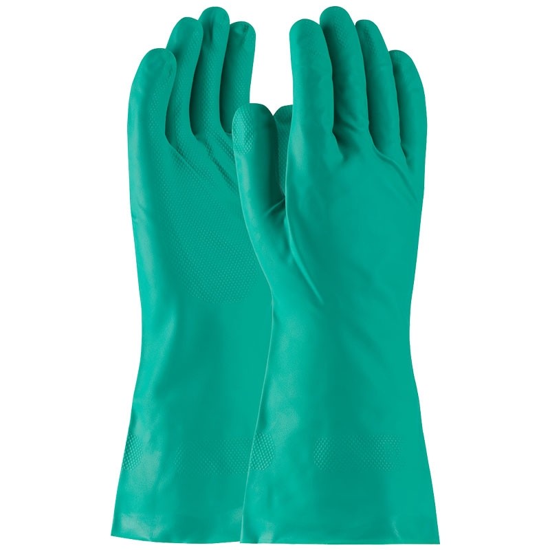 13" Unlined Green Nitrile Gloves, 15 Mil, 2-XL