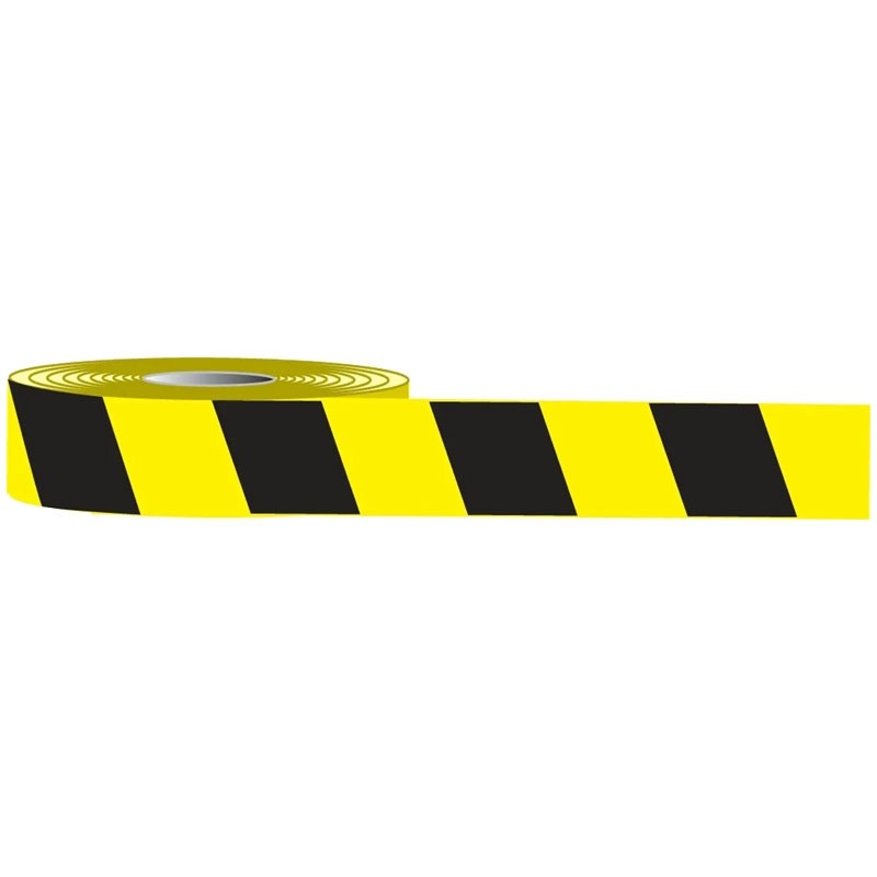 Floor Marking Tape, Black/Yellow Stripe, 3" x 50'