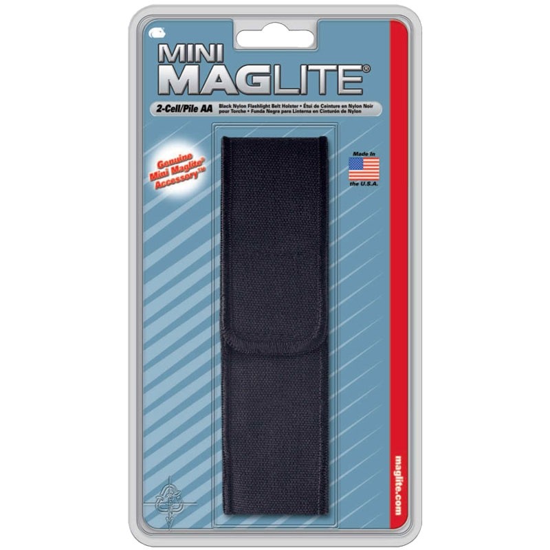 Flashlight Holster, Full Flap, Nylon, Black