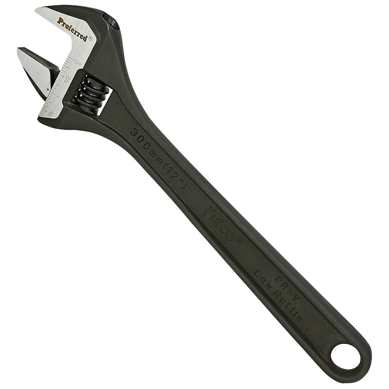 12" Industrial Duty Adjustable Wrench, Black