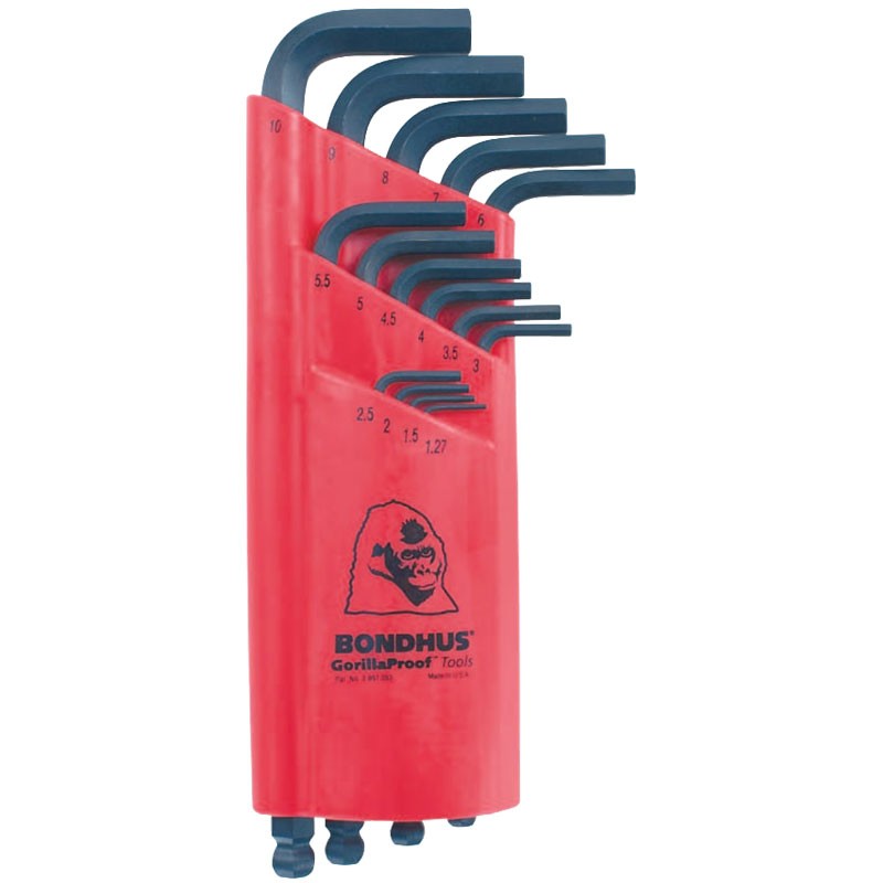 
Balldriver L-Wrench Key Sets, 15 per holder, Hex Ball Tip, Metric