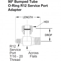 R12-Z98 1 1/16H X 5/8T 90 BUMPED TUBE O- RING R12 SERVICE PORT ADAPTER