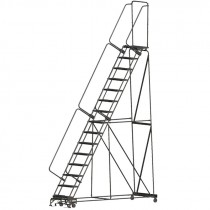 15 Step Rolling Safety Ladder, Perforated Steps