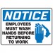 Notice Employees must Wash Hands before Returning to Work Sign 7" x 10"