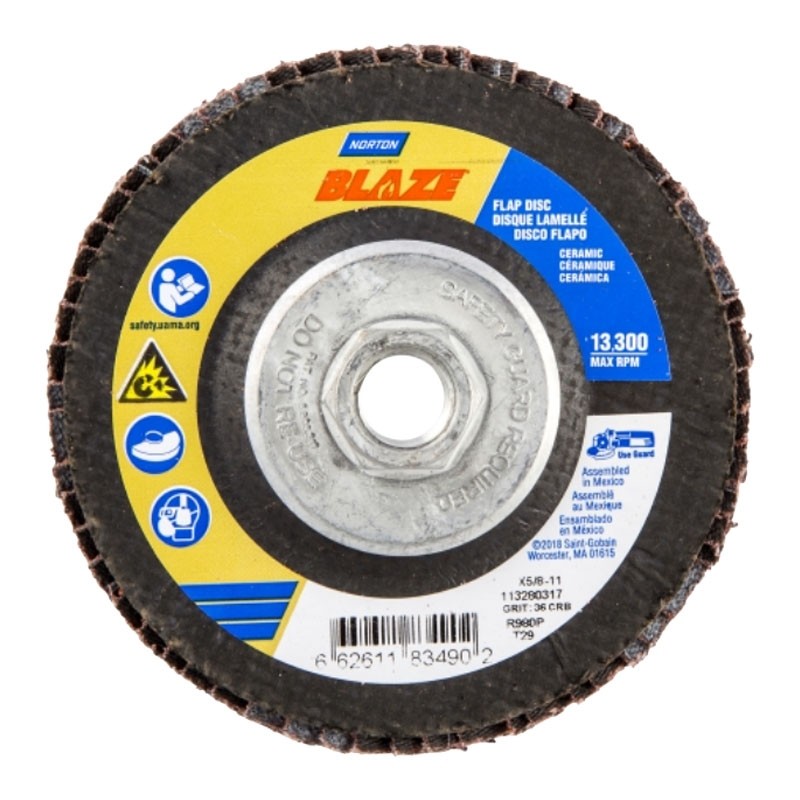 7" x 5/8-11 40# Type 29 Ceramic/Aluminum Oxide Flap Disc