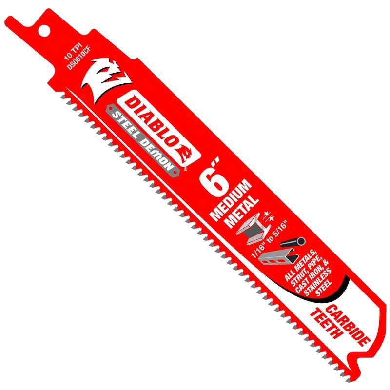6" 10TPI Diablo Steel Demon™ Carbide Teeth Reciprocating Saw Blades for Medium Metal