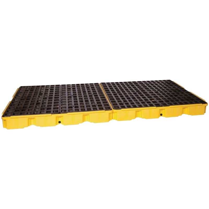 8-Drum Spill Containment Platform, Black & Yellow, with Drain