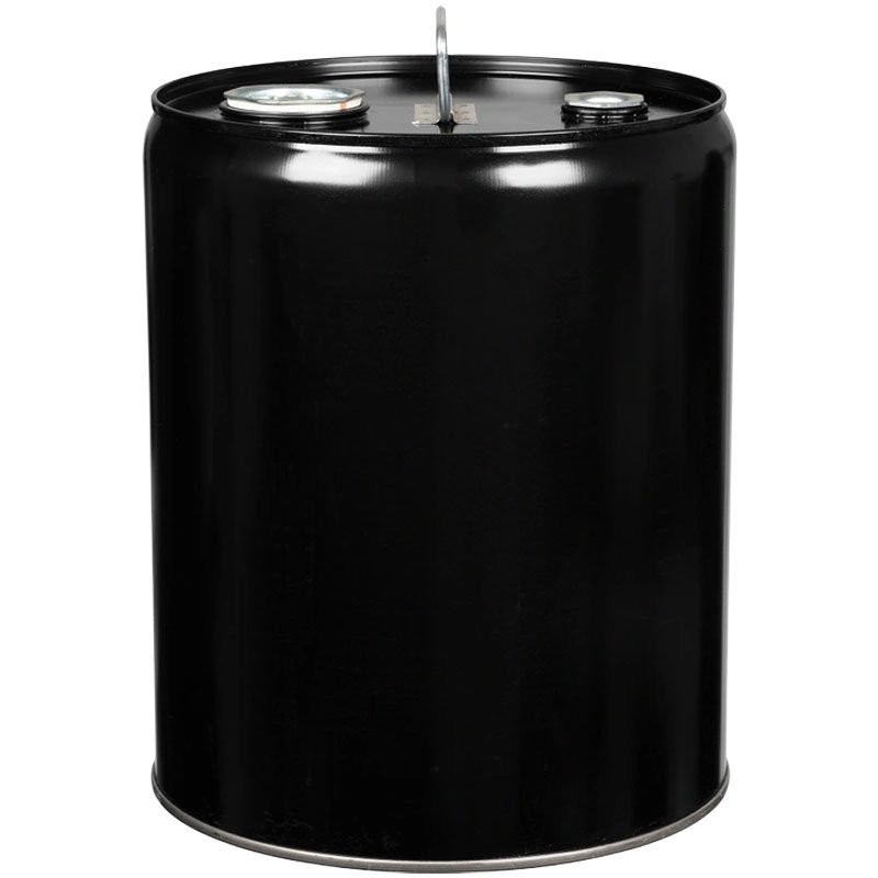 5 Gallon Black Tight Head Steel Pail w/2" & 3/4" Fittings