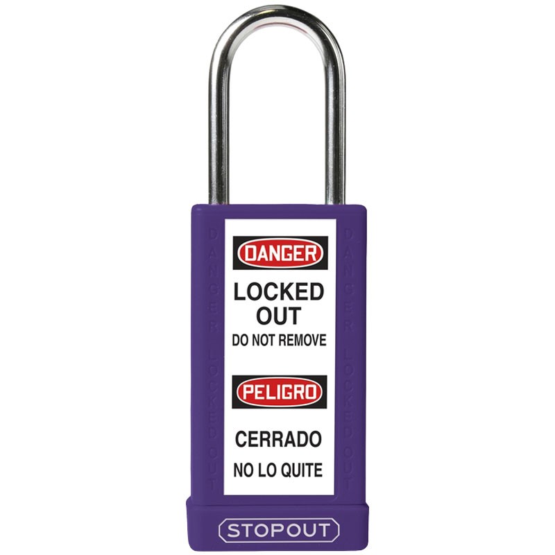 Safety Lock Padlock 3" Body 1-1/2" Shackle, Purple - Keyed Differently