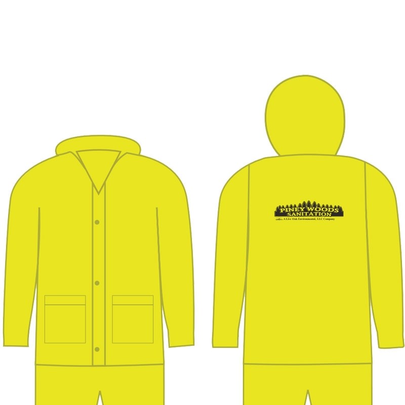 3XL 3-PIECE RAINSUIT - .35MM YELLOW W/ PINEY WOODS LOGO 1C 1L