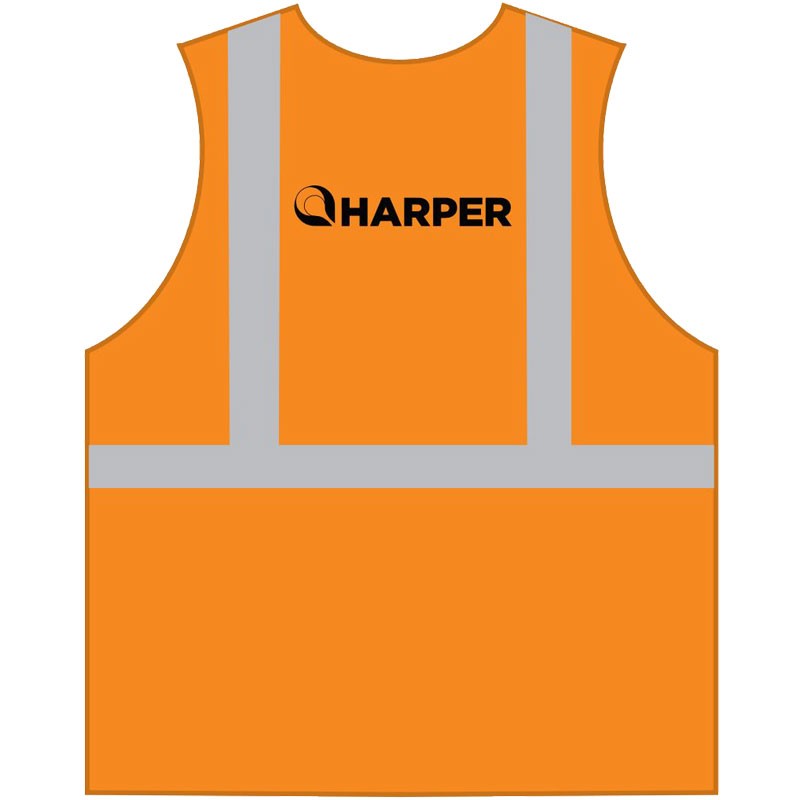 M CLASS 2 SAFETY VEST - ORANGE MESH - W/ HARPER LIMBACH LOGO
