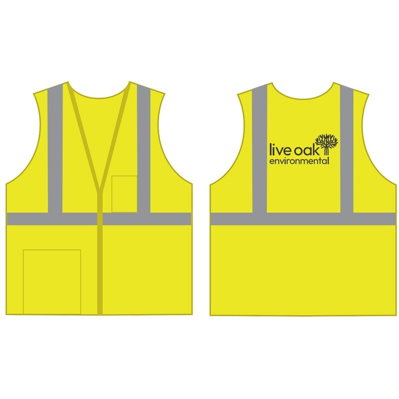 XL CLS 2 ECON SAFETY VEST LY ECON OMY W/ZIPPER CLOSURE W/ ECOSOUTH LIVE OAK ENVIRONMENTAL LOGO 1C 1L