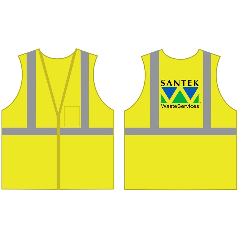 Class 2 Safety Vest - Lime Green Mesh w/ Santek Logo, Medium