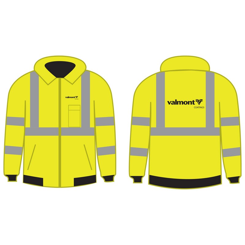 4-XL  CLASS 3 BOMBER JACKET MED-YEL W/ VALMONT COATINGS LOGO (2L - 1C)