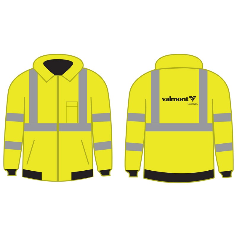 4-XL  CLASS 3 BOMBER JACKET MED-YEL  W/ VALMONT COATINGS LOGO (1L - 1C)