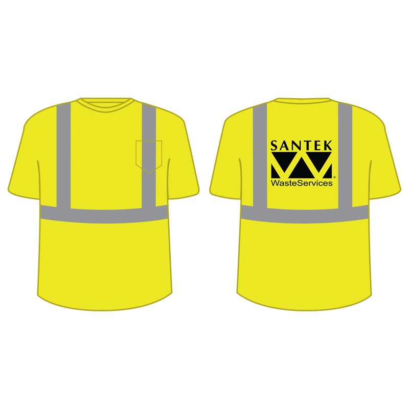 5-XL  CLS 2 CREW NECK T-SHIRT LIME YELLO W/ SANTEK LOGO (1C - 1L)