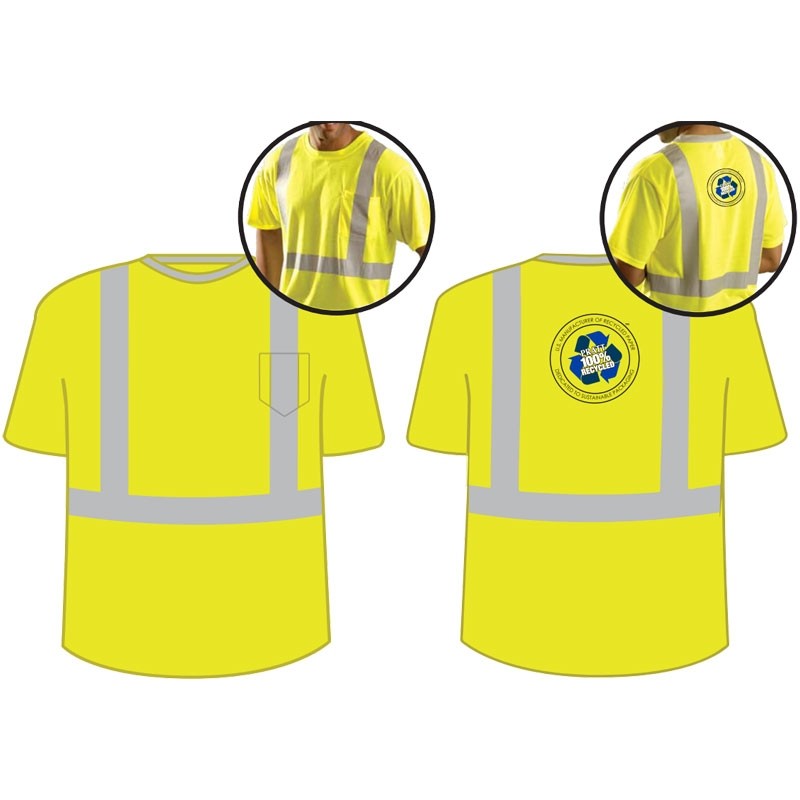 2XL CLS 2 CREW NECK T-SHIRT HI-VIS YEL W/ PRATT RECYCLING LOGO 4C 1L
