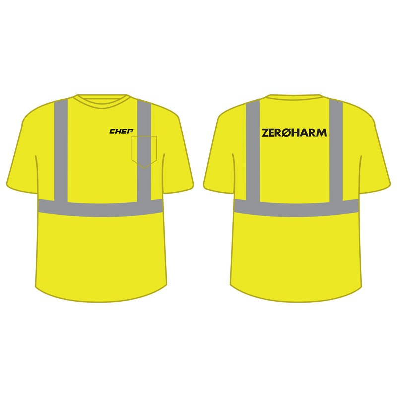 2XL  CLASS 2 S/S T-SHIRT LIME YELLOW W/ CHEP ZERO HARM LOGO