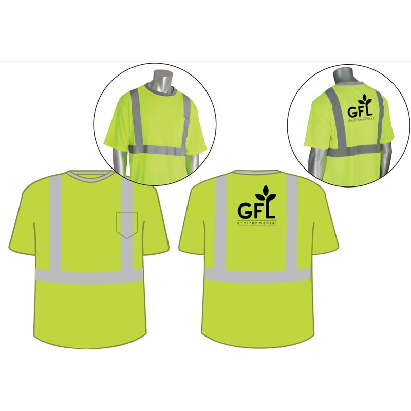 XL  CLS 2 CREW NECK T-SHIRT HI-VIS YEL  W/ GFL LOGO (1C - 1L)