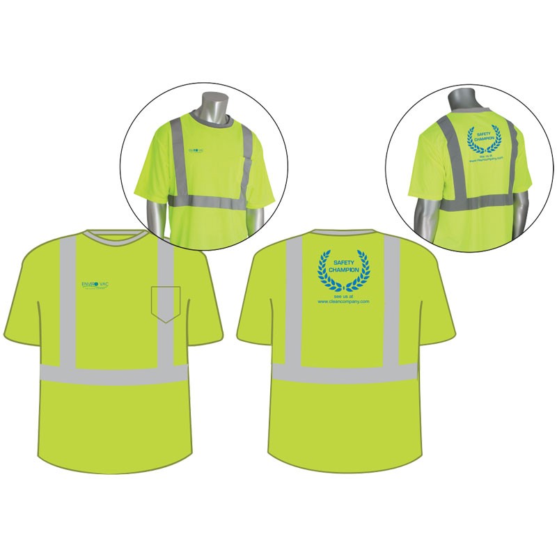 XL  CLS 2 CREW NECK T-SHIRT LIME YELLOW W/ ENVIROVAC LOGO 2C - 2L