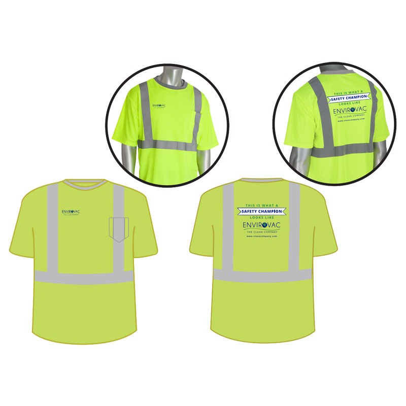 2X CLS 2 CREW NECK T-SHIRT HI-VIS YEL  W/ ENVIROVAC LOGO 3C 2-L