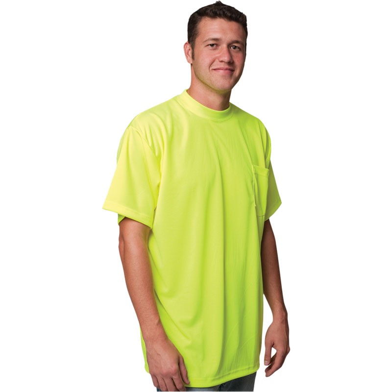 Non-Rated T-Shirt, Wicking Polyester Mesh, Hi-Vis Yellow, Medium