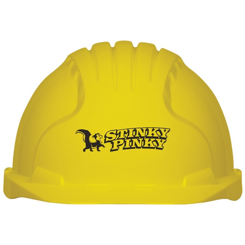 #6151 YELLOW WHEEL RATCHET HARD HAT W/ WASTE PRO STINKY PINKY LOGO 1C 1L