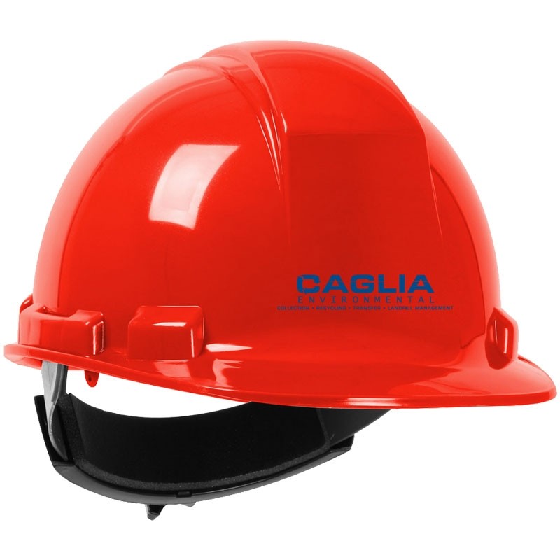 241R RED HARD HAT W/ 4-PT WHEEL RATCHET  W/ CAGLIA LOGO 1C 1L