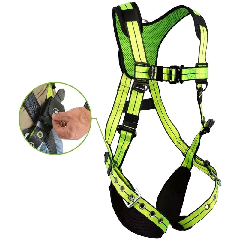 Safewaze PRO+ Harness, Q/C Chest, Tounge-Buckle Leg Straps, Dorsal D-Ring, Shoulder Pad, Removable Leg Pads, 4-XL