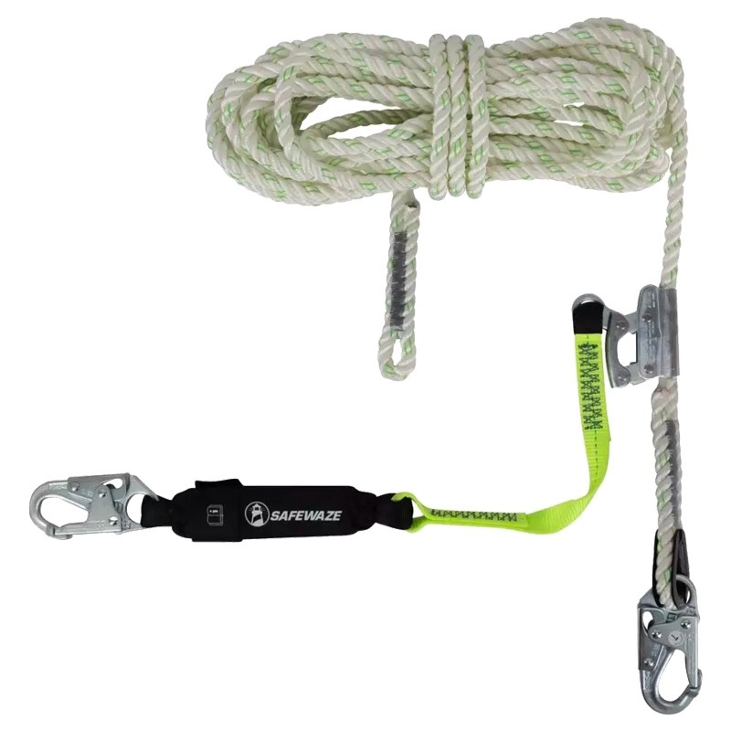 5/8" x 25' Vertical Lifeline Assembly w/ Snap hook, Rope Grab & 3' Energy Absorbing Lanyard