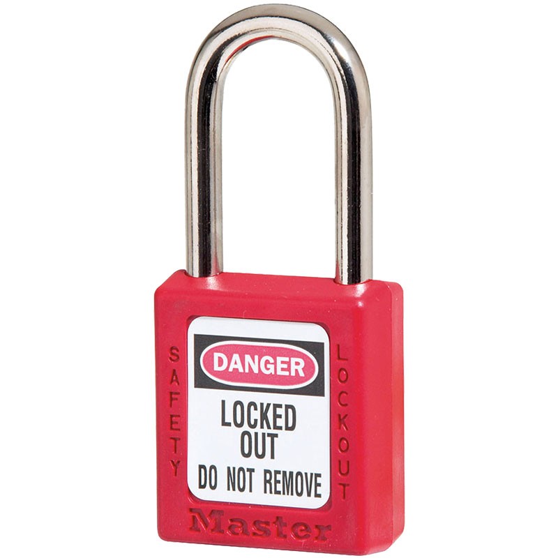 Safety Lockout Padlock 1-1/2" Shackle, Red, Keyed Differently