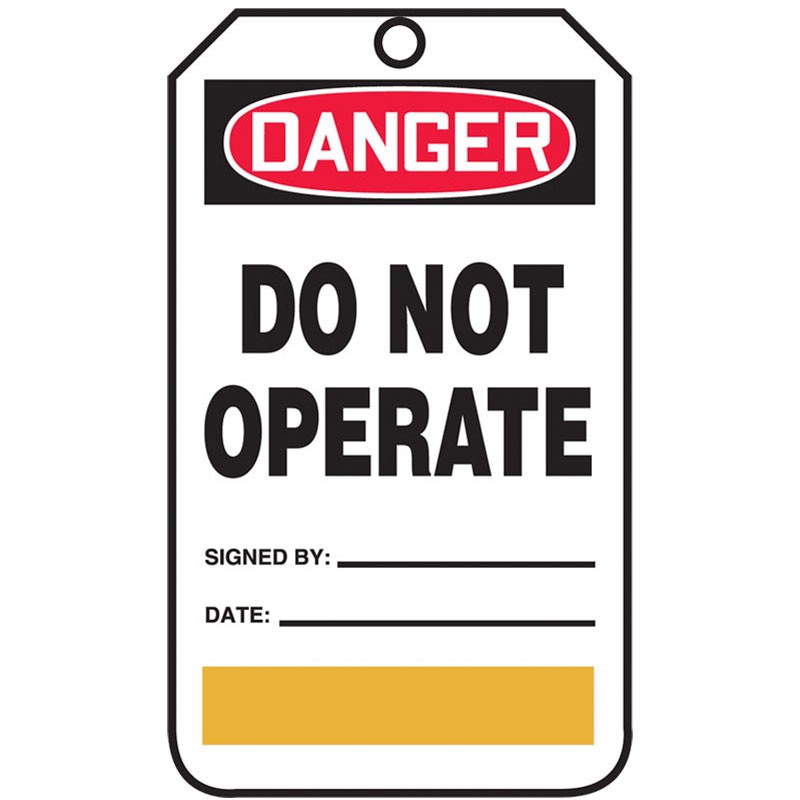 6" x 3" Cardstock Do Not Operate Tag, 25 per Pack, Yellow