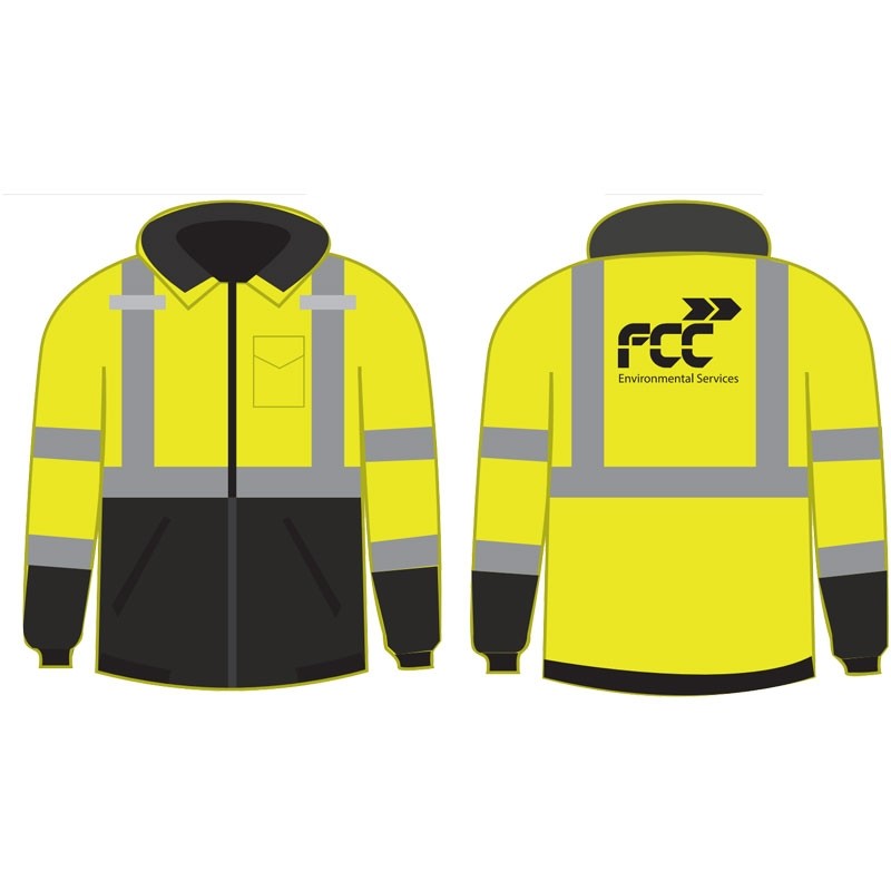 L ANSI CLASS 3 TWO TONE WATERPF PARKA HI-VIS YELLOW W/ FCC ENVIRNOMENTAL LOGO 1C 1L