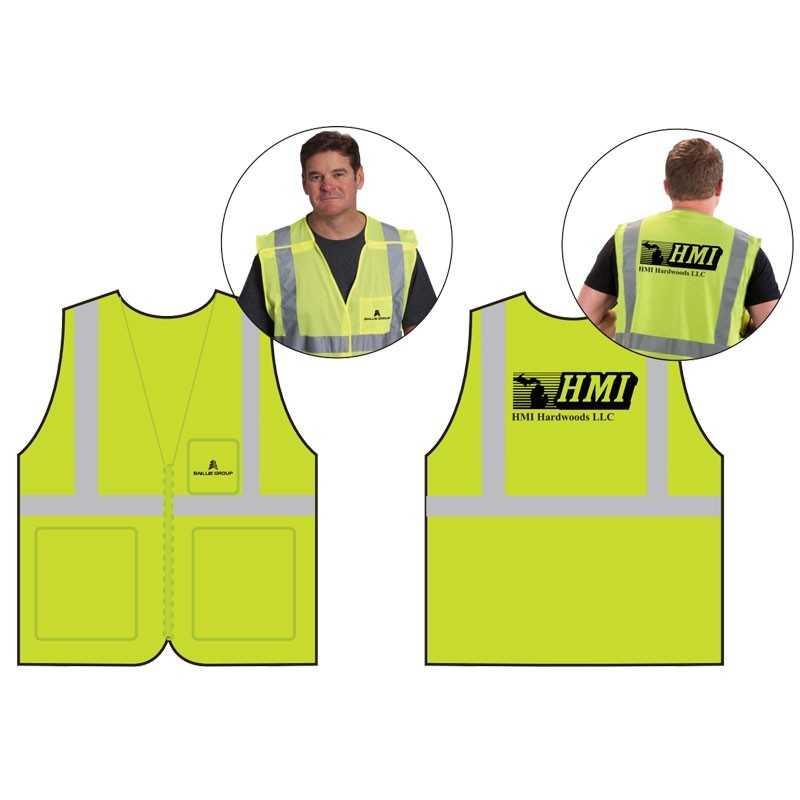 2XL CLS-2 HI-VIS YELLOW MESH BKWY VEST  5 POINT BREAKAWAY W/ BAILLIE LUMBER GROUP LOGO 1C 1C 2L