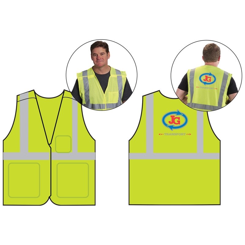 2XL CLS-2 BRKWY VEST W/ COLOR LOGO -JG TRANSPORT LOGO 3-C, 1-L