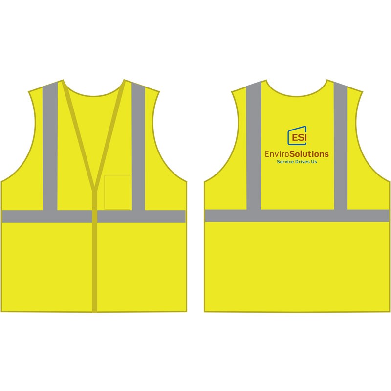 Class 2 5-Point Break-Away Vest, Lime Green w/ Color EnviroSolutions Logo, 4-XL